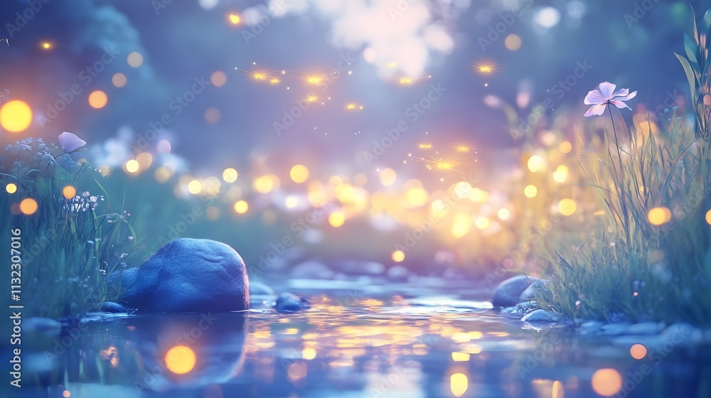 Fototapeta premium magical firefly river, summer night - magical/fantasy imagery