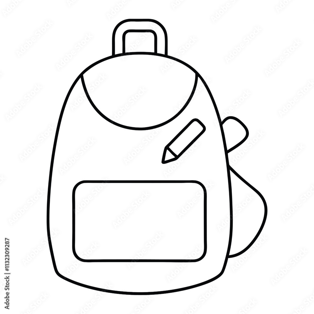 Obraz premium a Backpack and a pencil for school hand drawn clipart vector art and illustration on white Background