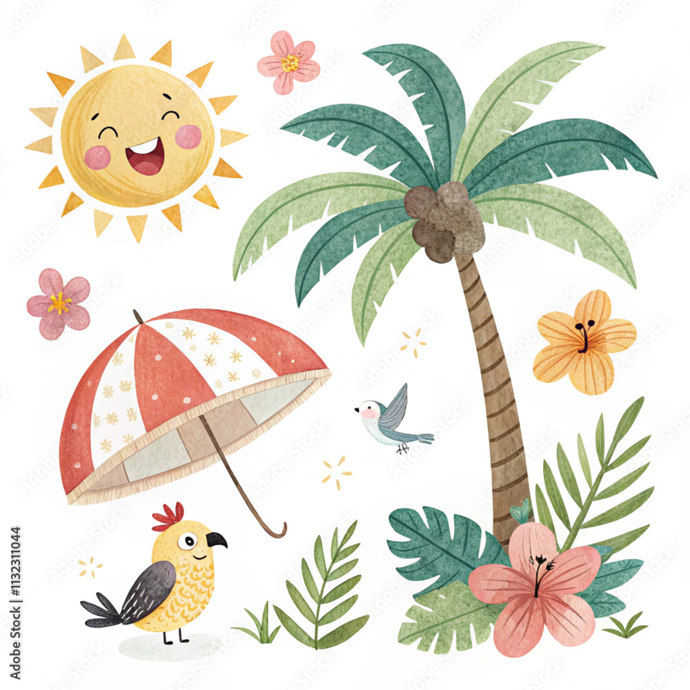 Obraz premium seamless pattern with tropical island