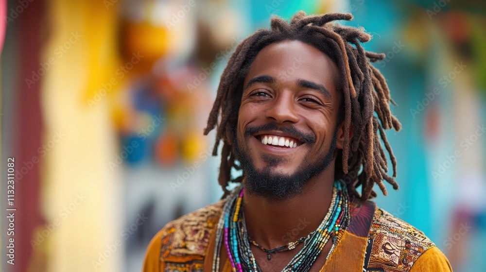 Fototapeta premium Man with dreadlocks and a broad smile