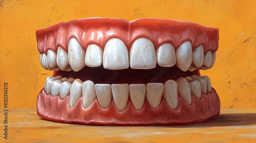 Obraz premium Detailed Artistic Representation of a Jaw with Teeth