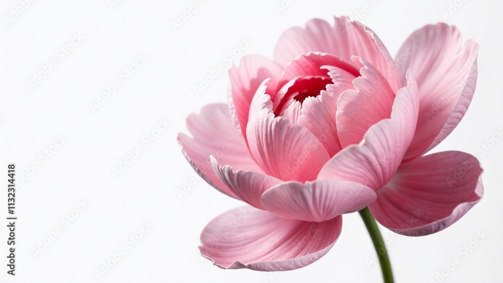 Obraz premium Light Pink Peony Flower, Isolated, White Background, PNG, High Quality, Elegant Bloom