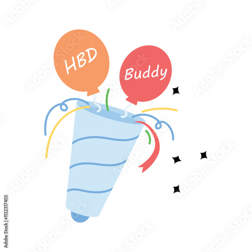 Get this amazing icon of birthday celebration in hand drawn style