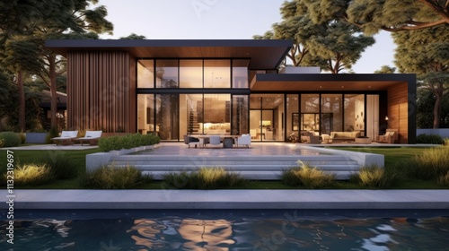 Wallpaper Mural Modern House Design With Pool And Landscaping Torontodigital.ca