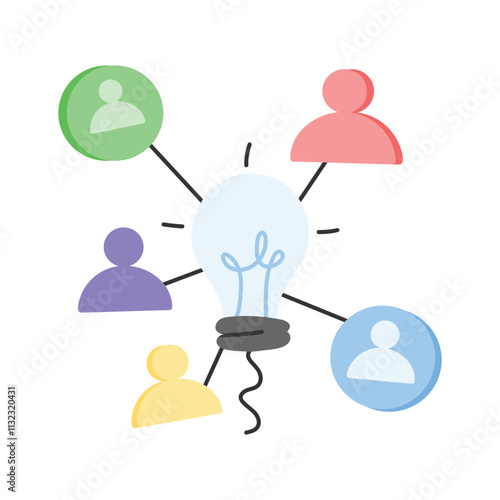 A light bulb connecting people, symbolizing collaborative thinking in relationships