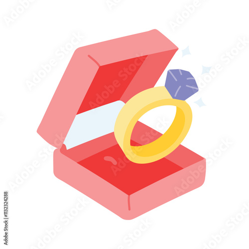 A diamond ring in a box symbolizing engagement and eternal love