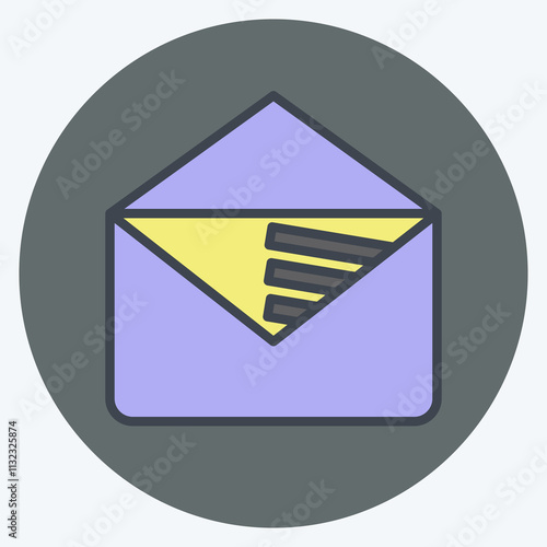 Icon E Mail Marketing. related to Media and Advertising symbol. color mate style. editable