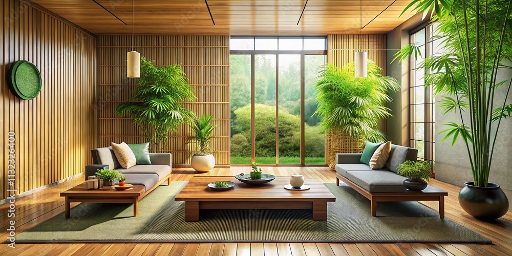 Fototapeta premium Zen Living Room Minimalist Photography, Meditation Space