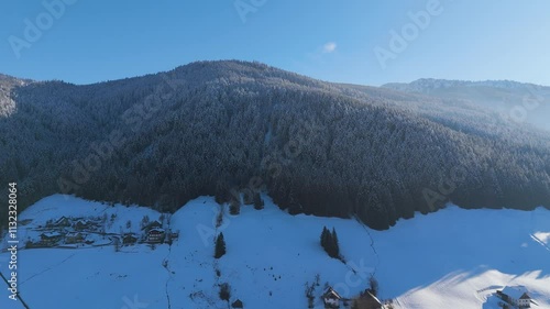 Drohne über Gosau im Salzkammergut im Winter