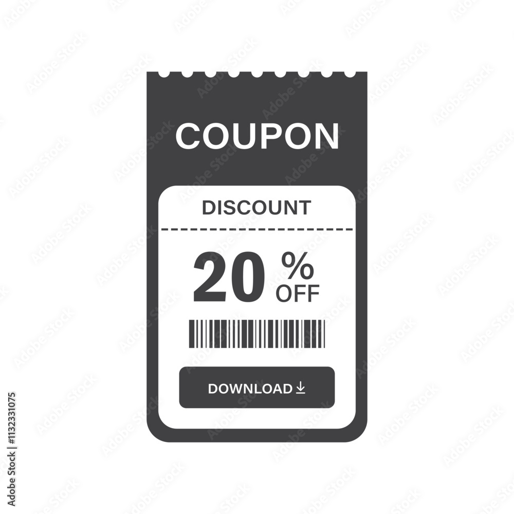 Fototapeta premium Gift voucher icon in flat style. 20% discount vector illustration on isolated background. Promotion coupon sign business concept.