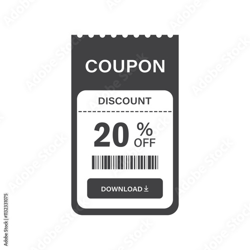 Gift voucher icon in flat style. 20% discount vector illustration on isolated background. Promotion coupon sign business concept.