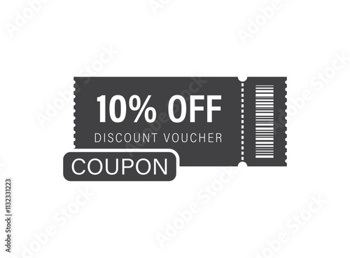 Gift voucher icon in flat style. 10% discount vector illustration on isolated background. Promotion coupon sign business concept.