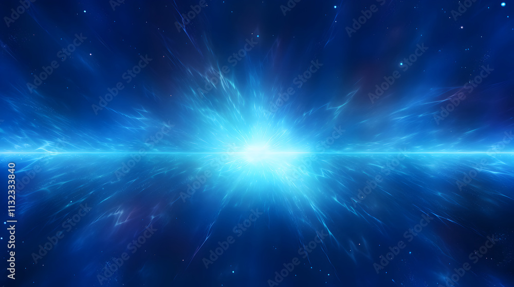 Fototapeta premium Digital blue glowing high energy plasma force field in space poster background