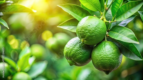 Wallpaper Mural Close-up of limes growing on a branch surrounded by vibrant green leaves, limes, tree, fruit, citrus, fresh, organic Torontodigital.ca