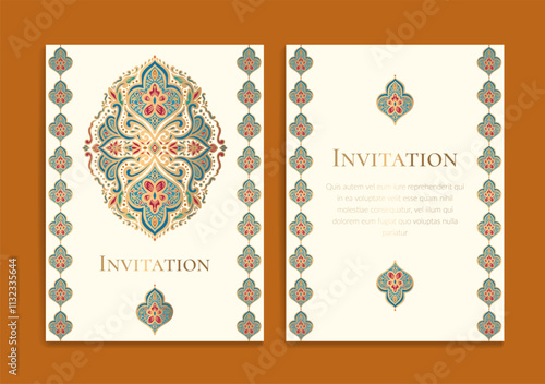 Luxury invitation card design with vector mandala pattern. Vintage ornament template. Can be used for background and wallpaper. Elegant and classic vector elements great for decoration.