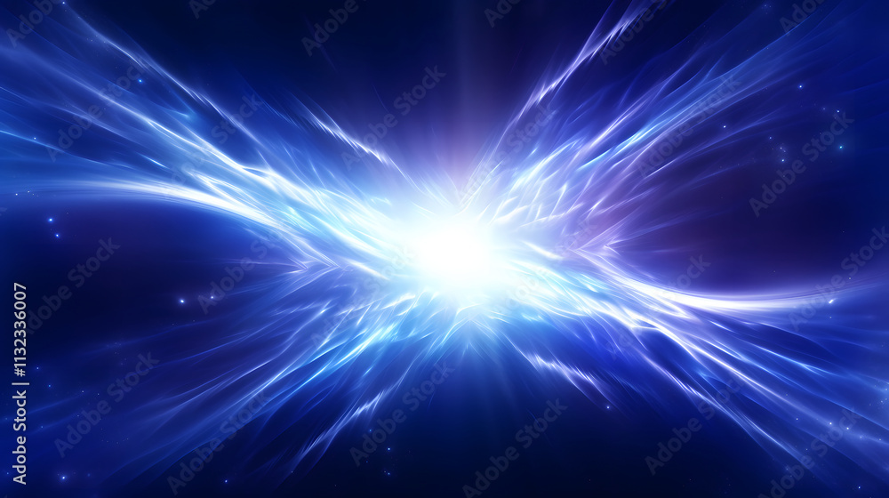 Fototapeta premium Digital blue glowing high energy plasma force field in space poster background