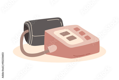 Sphygmomanometer isolated on white.  Blood pressure measurement tool. The concept of medicine and cure. Vector flat clipart.