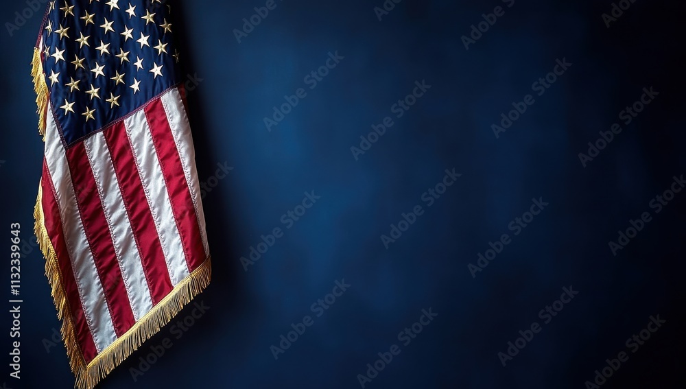 Obraz premium A blue background with a red and white American flag