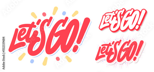 Let's Go. Vector typography. Three design variants.