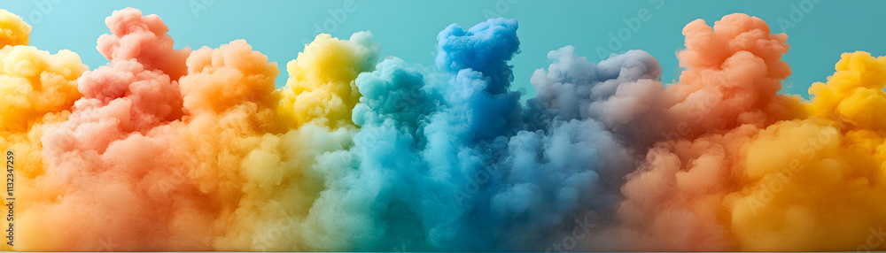 Naklejka premium Vibrant Rainbow Color Smoke Clouds Abstract Background