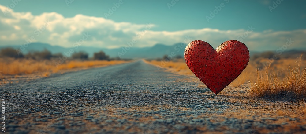 Fototapeta premium Heart Symbol Painted on the Road.