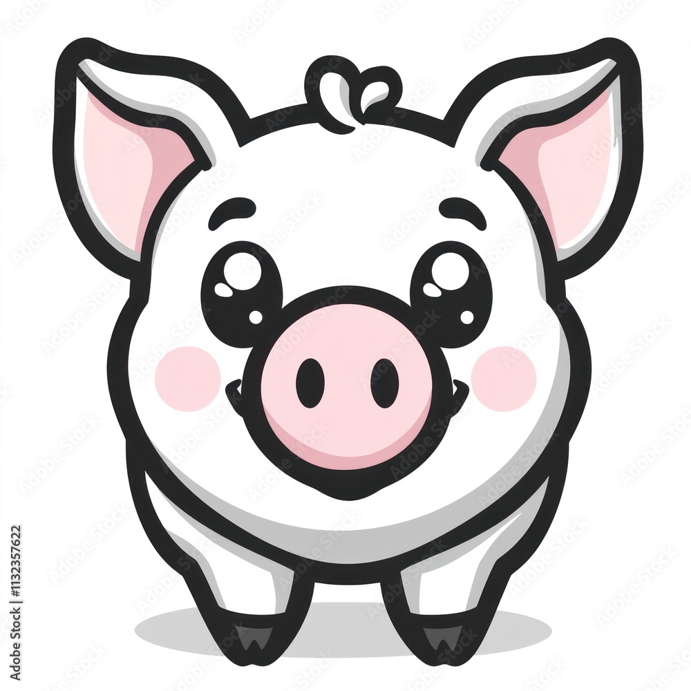 Fototapeta premium Cute cartoon pig illustration. (5)