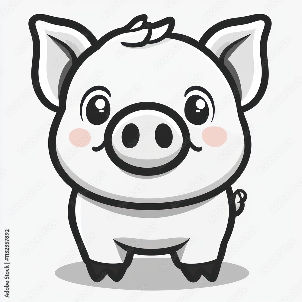 Fototapeta premium Cute cartoon pig illustration. (6)