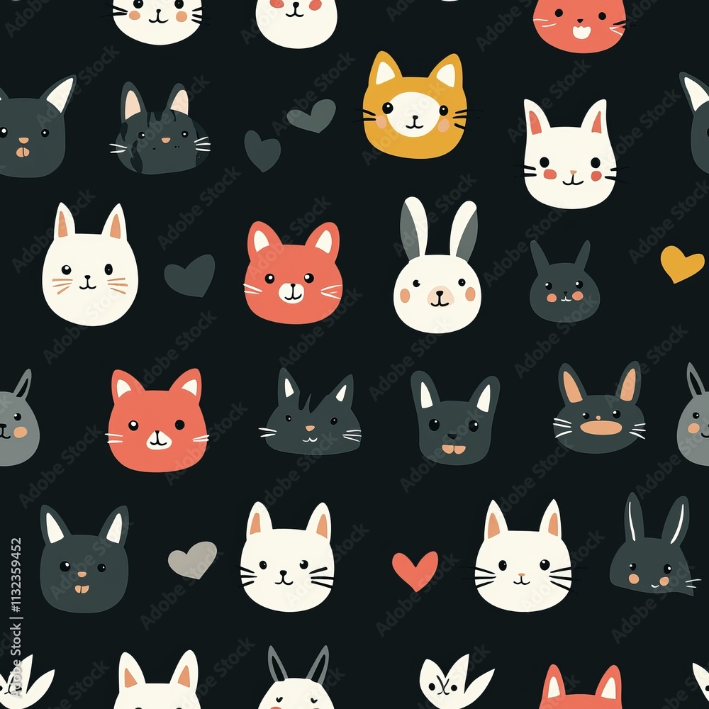 Fototapeta premium Seamless pattern of cute cartoon animals