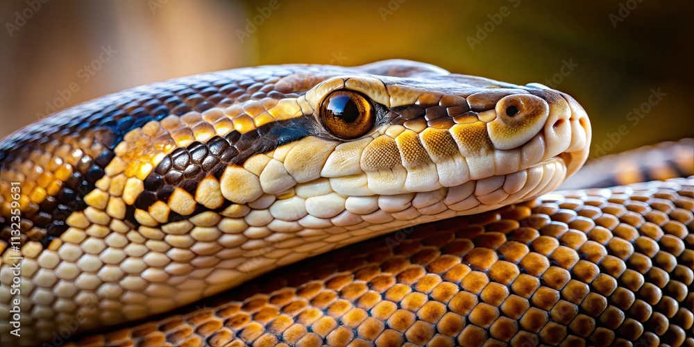 Fototapeta premium Close up of a python, reptile, snake, scales, exotic, wildlife, predator, slithering, dangerous, serpentine