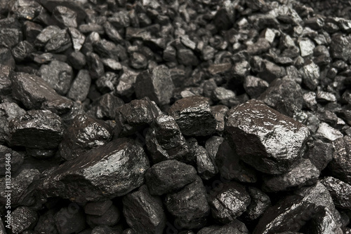 Closeup of Black Coal Rocks photo