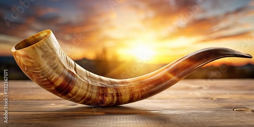 Close-up of a shofar on Yom Kippur , Jewish, religion, holiday, tradition, horn, High Holy Days, spiritual, ceremonial