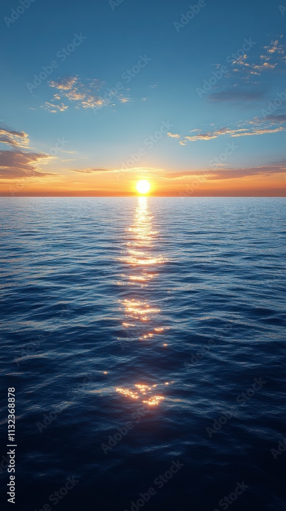 Obraz premium Breathtaking Sunset Over the Ocean: A Serene Golden Hour