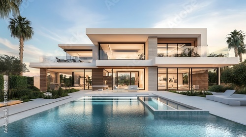 Wallpaper Mural A modern and elegant house with a swimming pool Torontodigital.ca