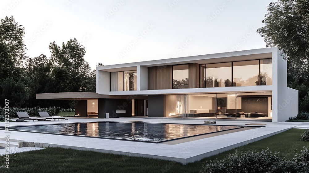 Fototapeta premium A modern and elegant house with a swimming pool