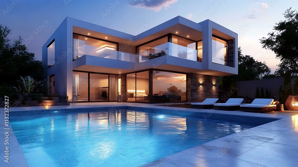 Fototapeta premium A modern and elegant house with a swimming pool