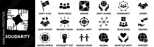Solidarity icon collection set. Containing design solidarity, support, together, community, group