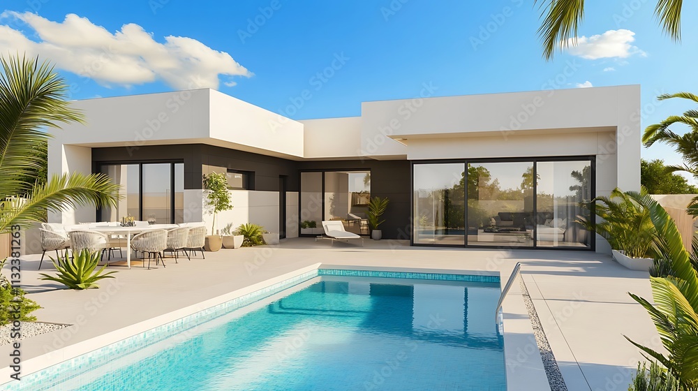 Fototapeta premium A modern and elegant house with a swimming pool