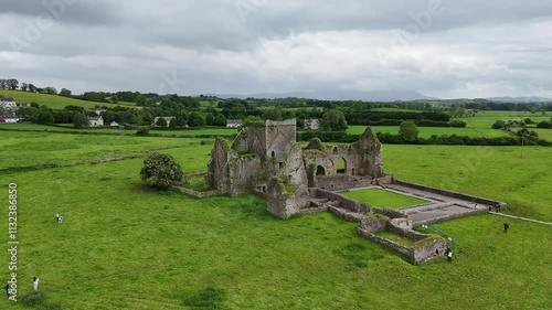 Drone footage of Hore Abbey in Cashel, Ireland photo