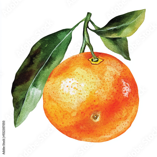 Tangerine fruit watercolor clipart illustration