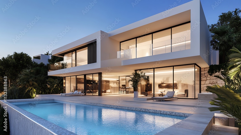 Fototapeta premium A modern and elegant house with a swimming pool
