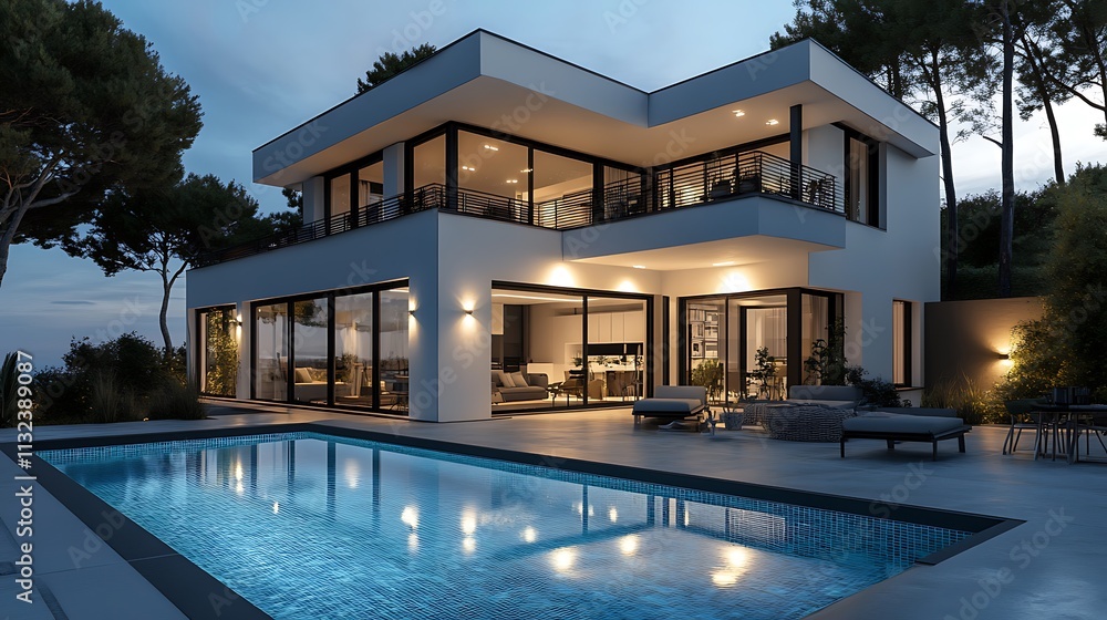 Fototapeta premium A modern and elegant house with a swimming pool