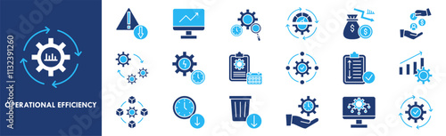 Operational Efficiency icon collection set. Containing design efficiency, business, strategy, performance, management