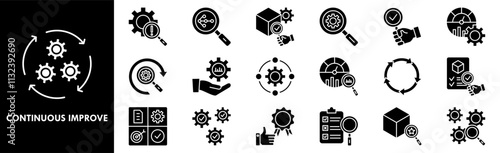 Continuous Improvement icon collection set. Containing design improvement, continuous, process, business, management