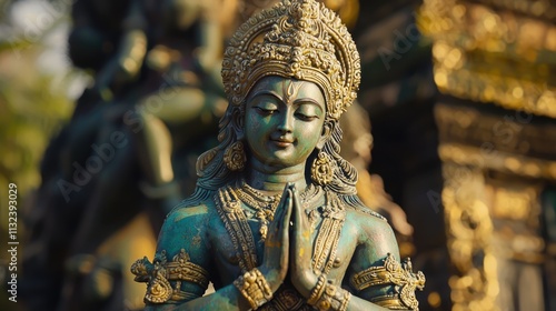 Vishnu is the god of Preservation, the great maintainer who often appears in various incarnations avatara to provide salvation for humanity Some of his best-known avatars who are tremendously pop. AI. photo