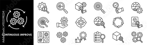 Continuous Improvement icon collection set. Containing design improvement, continuous, process, business, management