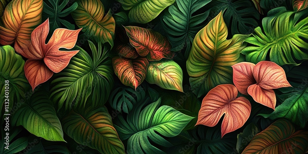 custom made wallpaper toronto digitalVibrant flower plant leaves showcasing lush greenery in a serene garden setting, highlighting the beauty of flower plant leaves in nature s embrace, perfect for garden enthusiasts.