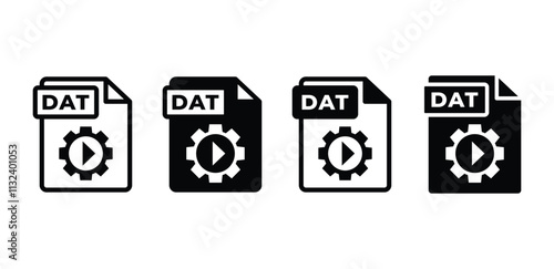DAT file format document icon symbol vector design simple flat black white color illustration collection sets