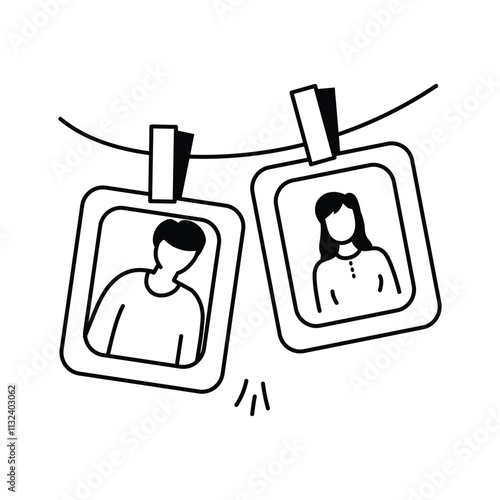 Two photos on a line, symbolizing cherished memories and relationships