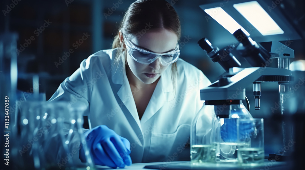 A female scientist is working in a laboratory. A female scientist is working in a laboratory.