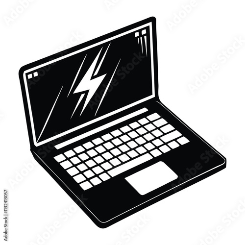 Powerful Laptop Icon with Lightning Bolt